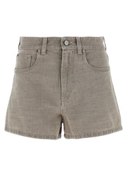 Women's Beige Cotton Bermuda Shorts