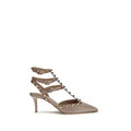 Women's Rockstud Heel Beige Calf Leather Bos