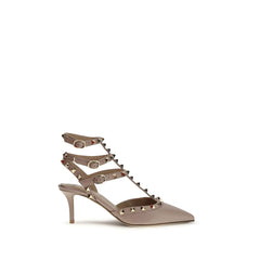 Women's Rockstud Heel Beige Calf Leather Bos