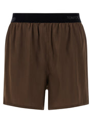Women's Brown Silk Bermuda Shorts