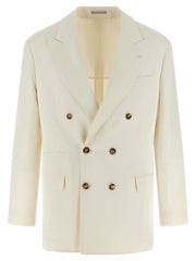 Men's White Silk Blazer Clothing