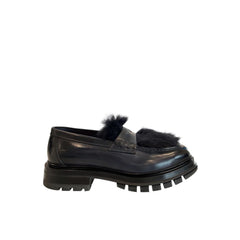 Blue Leather Men Loafer
