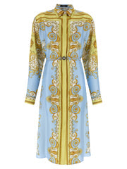 Women's Blue Silk Midi Dress