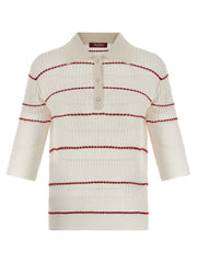 Women's White Silk Polo Shirt