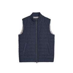 Men's Blue Linen Sleeveless Jacket Clothing