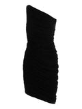 Women's Black Polyester Short Dress