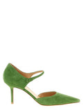 Women's Pointed-Toe Suede Pump Green Goat Leather