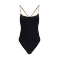 Women's Black Elastane One-Piece Swimsuit Clothing