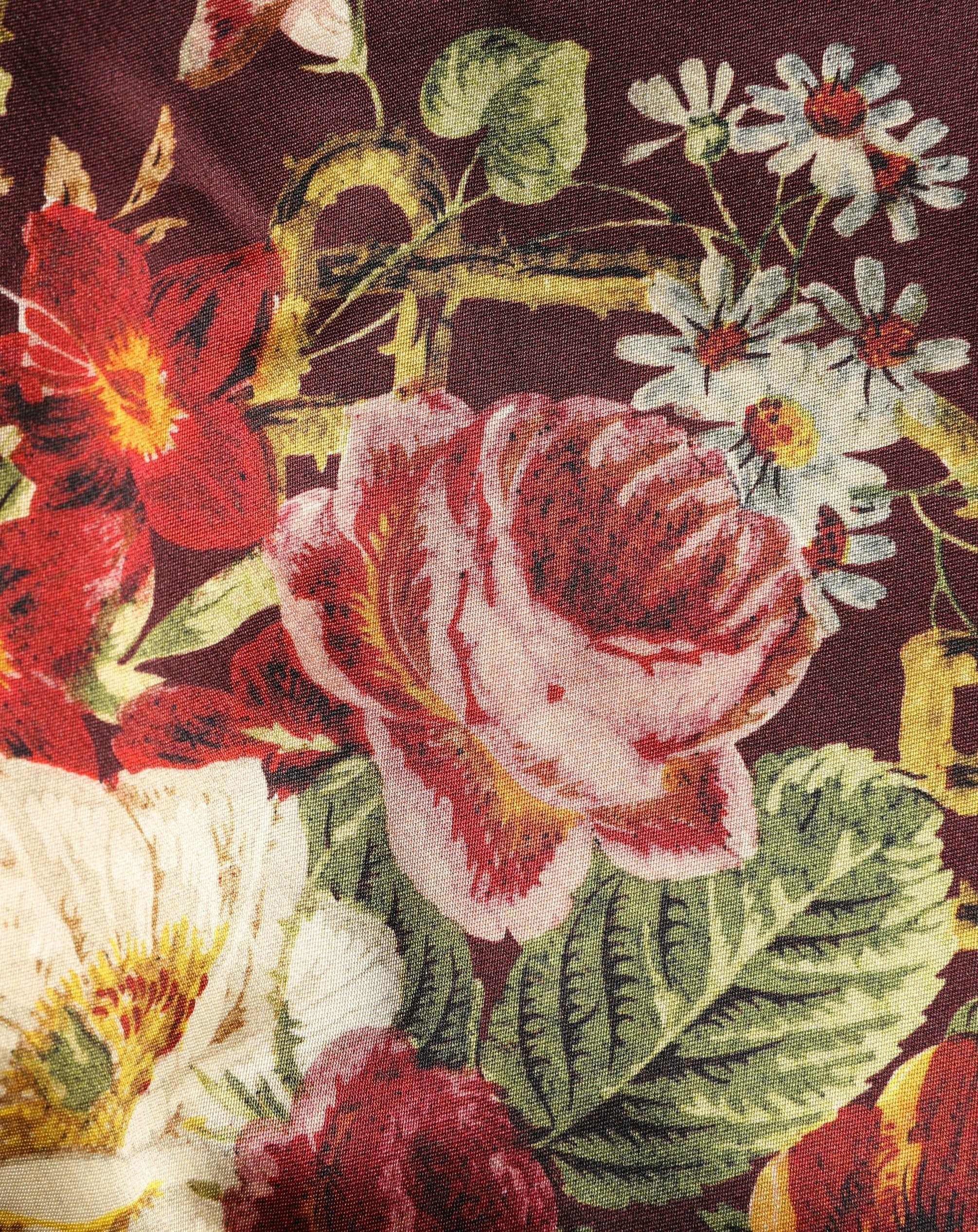 Dolce & Gabbana Floral Print Silk-Wool Skirt — Burgundy