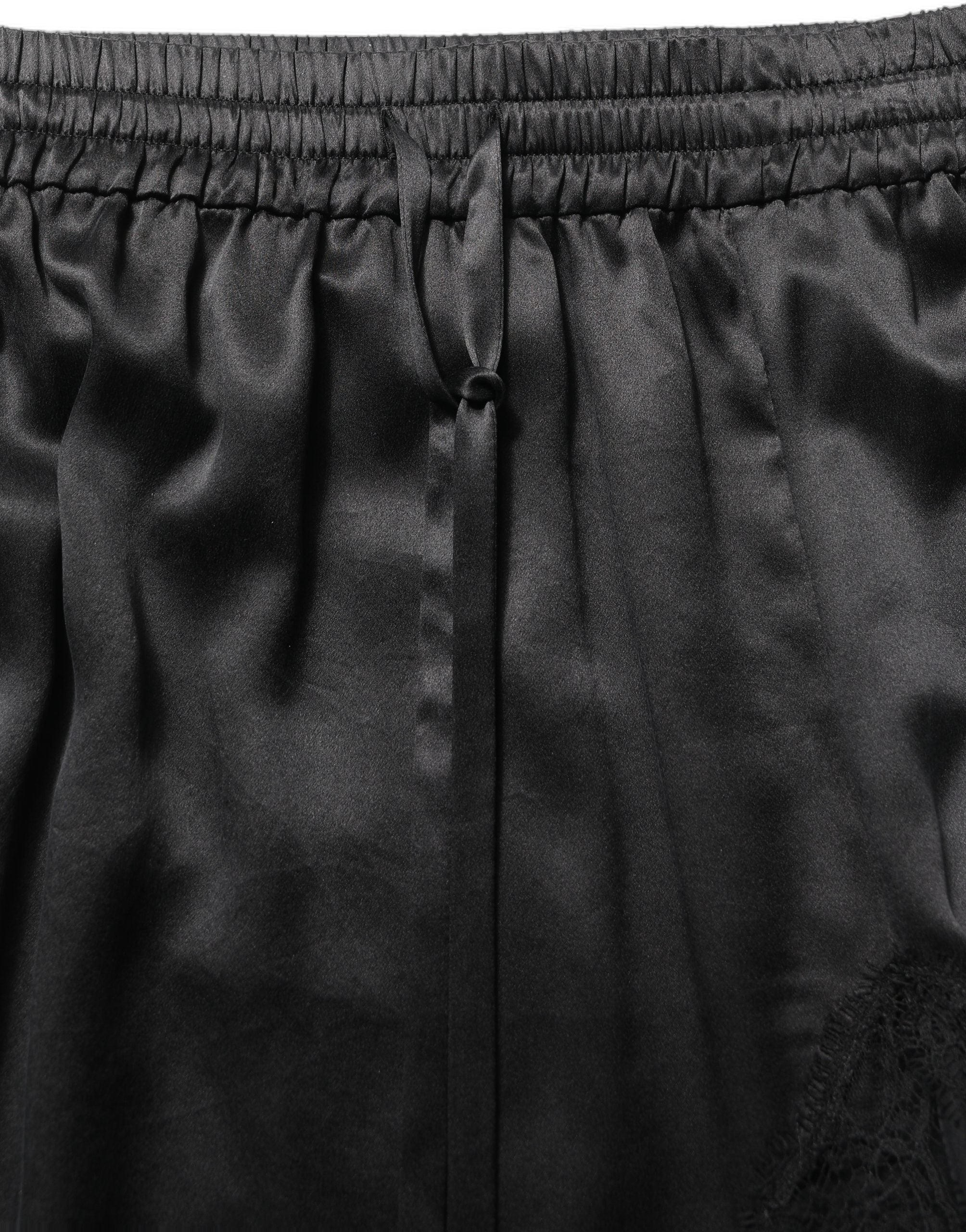 Dolce & Gabbana Lace-Trimmed Satin Skirt — Black