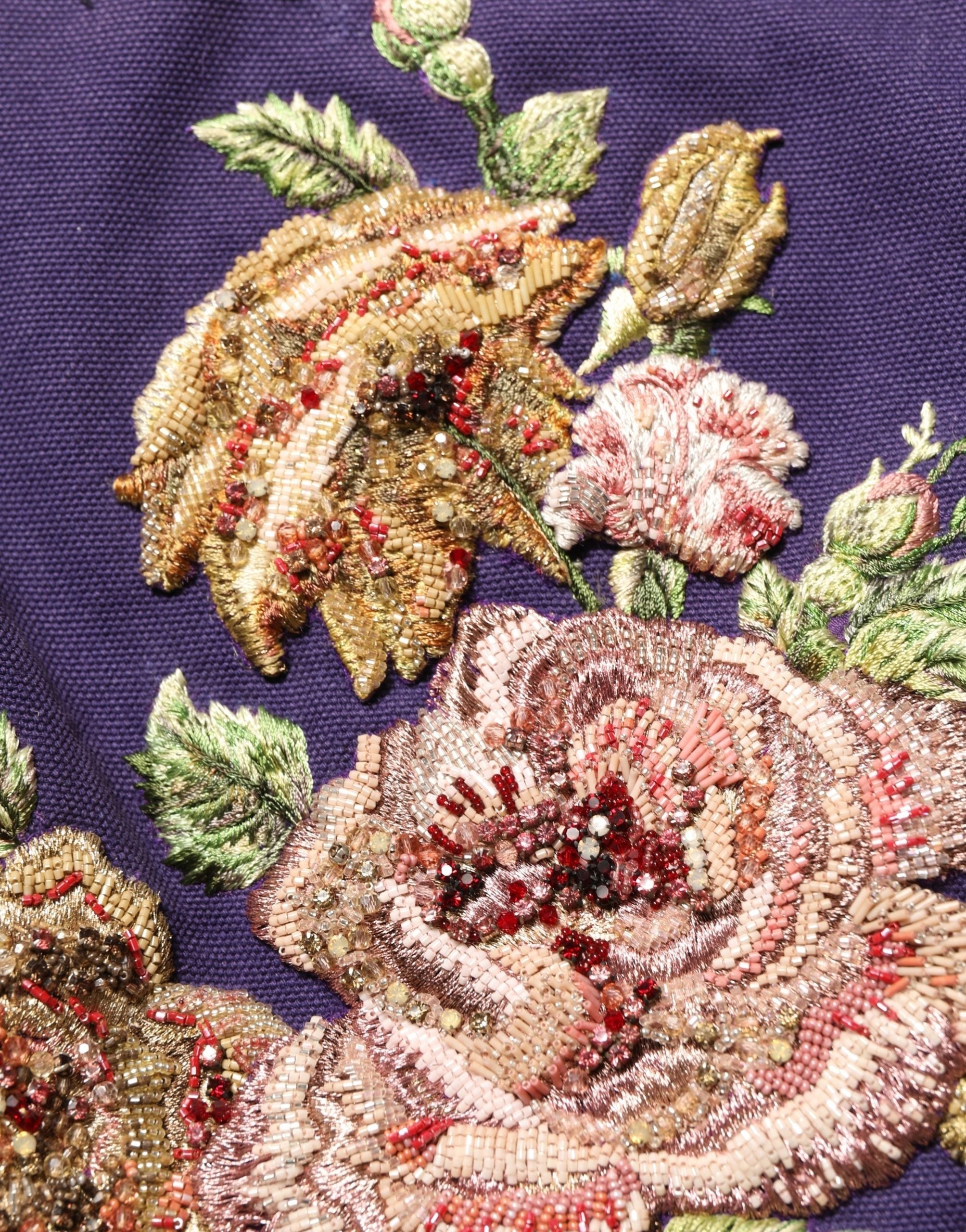 Dolce & Gabbana Floral Embroidered Skirt — Purple