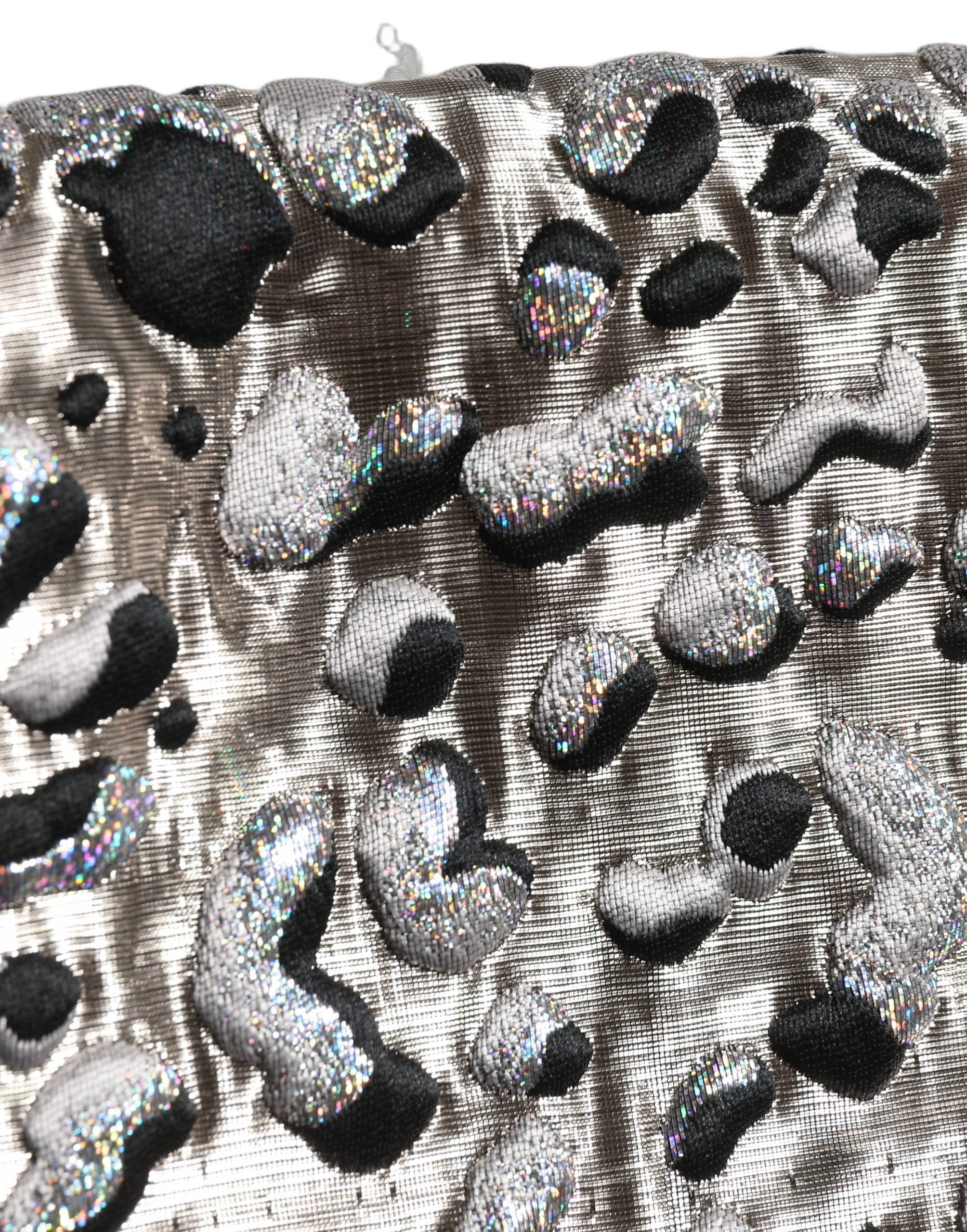Dolce & Gabbana Leopard Jacquard Skirt — Silver