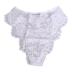 Women's White Floral Lace Low Rise Panty Underwear Viscose Clothing