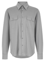 Men's Gray Silk Blouse