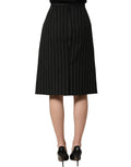 Dolce & Gabbana Pinstriped Virgin Wool Skirt — Black