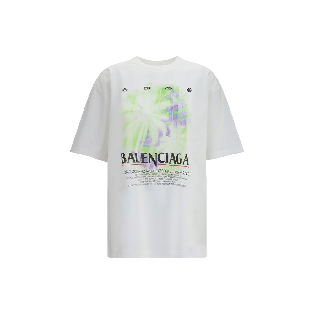 Balenciaga Graphic-Print Cotton T-shirt — White