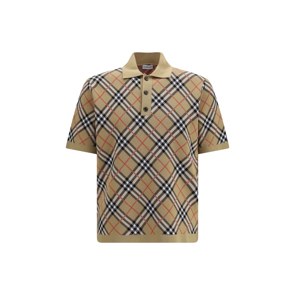 Burberry Burberry Check Cotton Polo Shirt — Beige