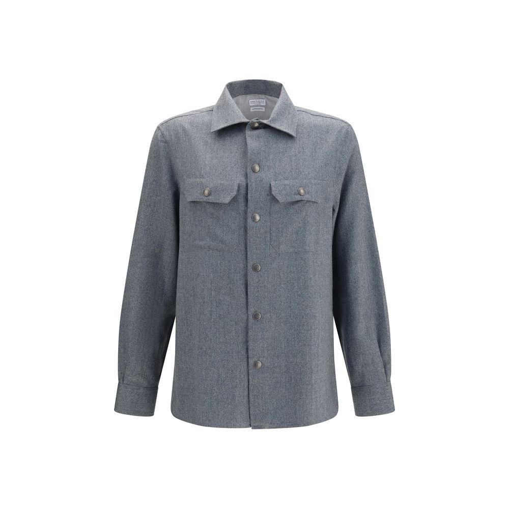 Brunello Cucinelli Virgin Wool Shirt — Gray