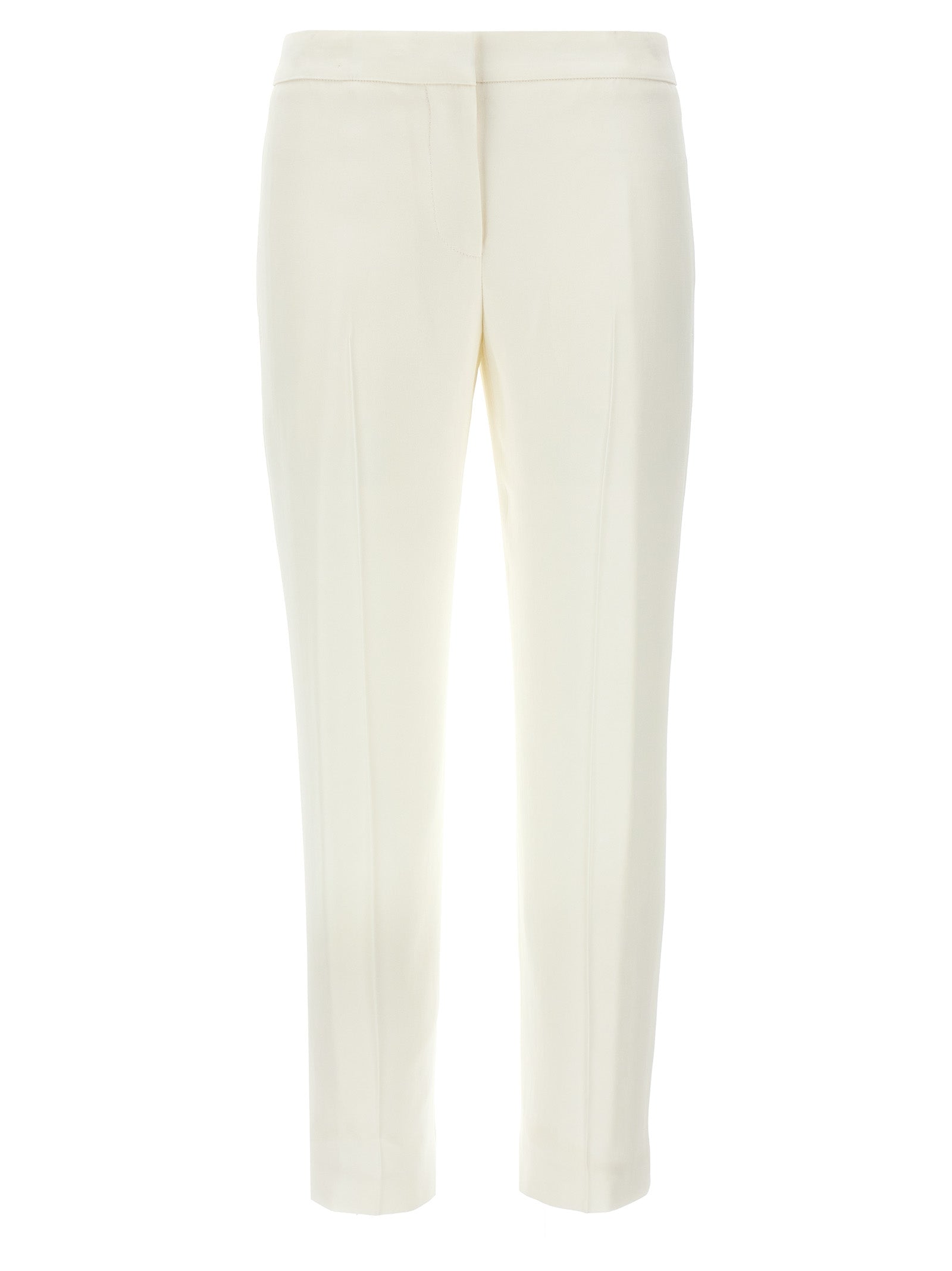 Alexander McQueen Crepe with Ironed Crease Trousers — White
