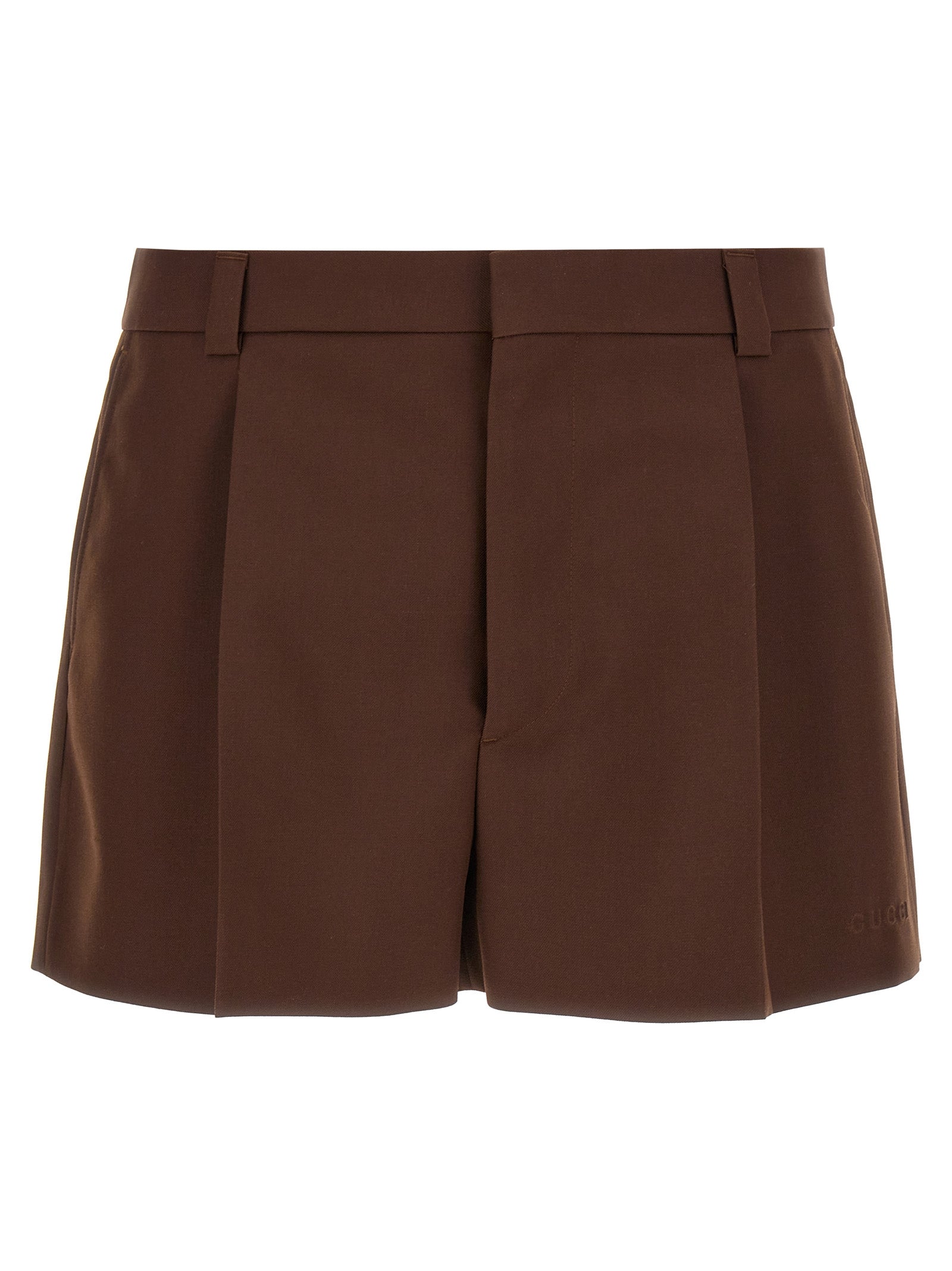 Gucci Wool Twill Bermuda Shorts — Brown