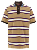 Gucci Striped Cotton Polo Shirt — Beige