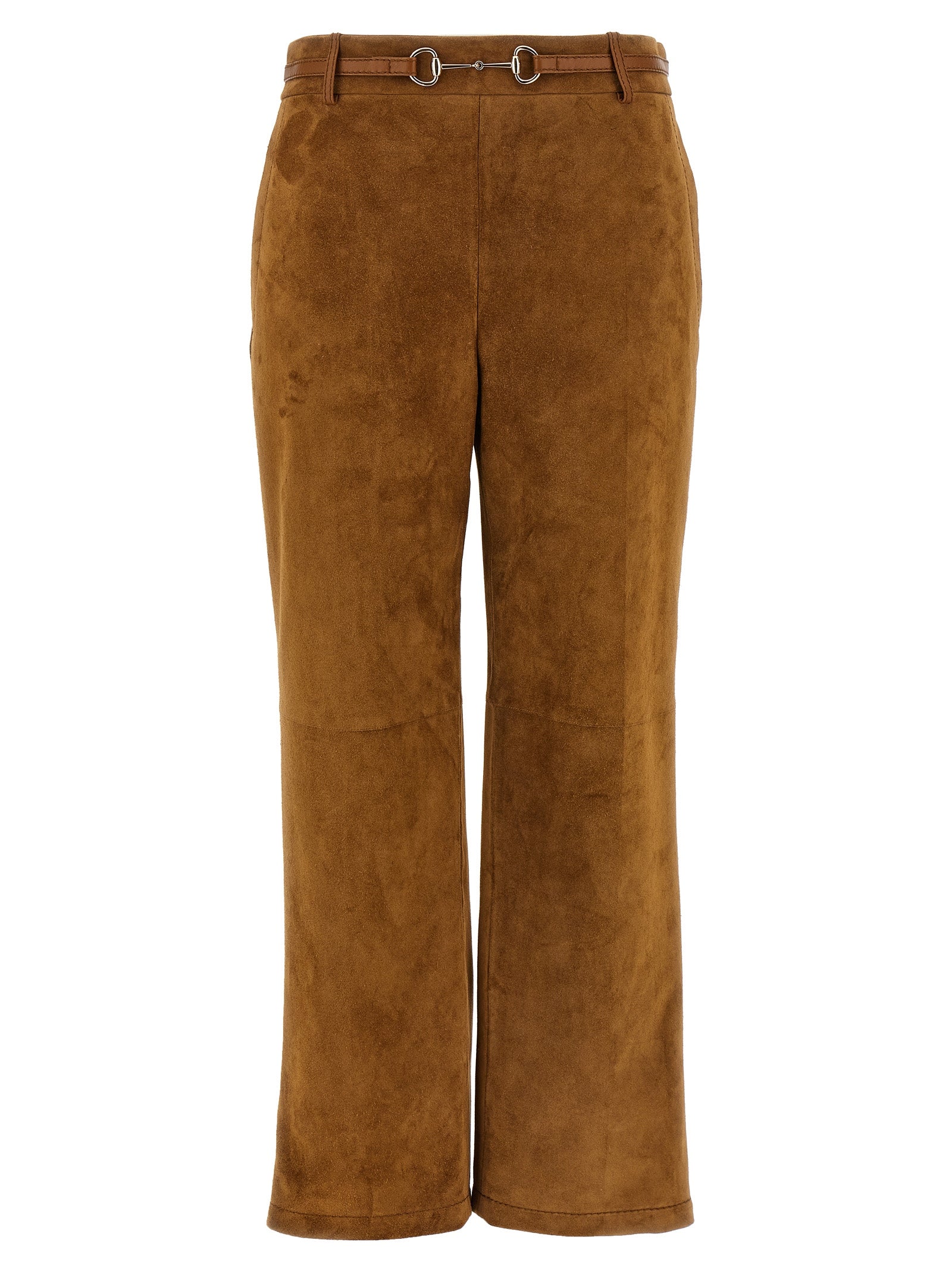 Gucci Calfskin Leather Trousers — Brown