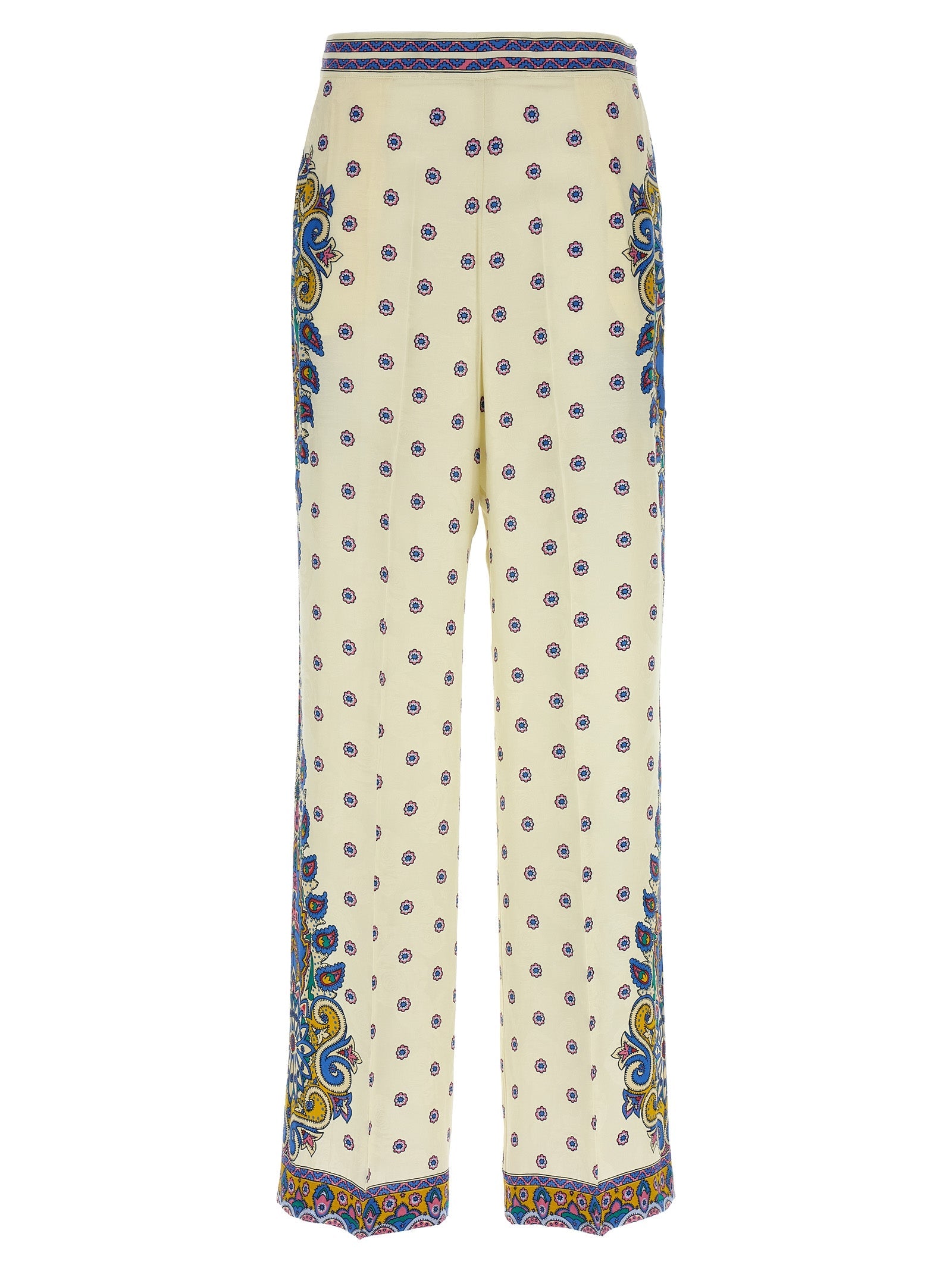 Etro Jacquard Floral Print Trouser — White