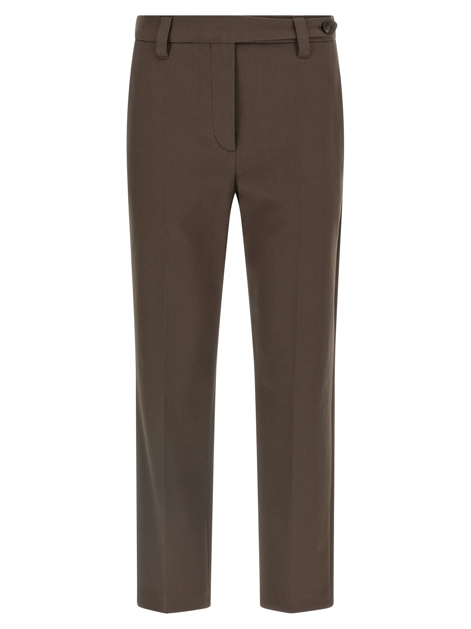 Brunello Cucinelli Micro-Striped Cotton Trousers — Brown