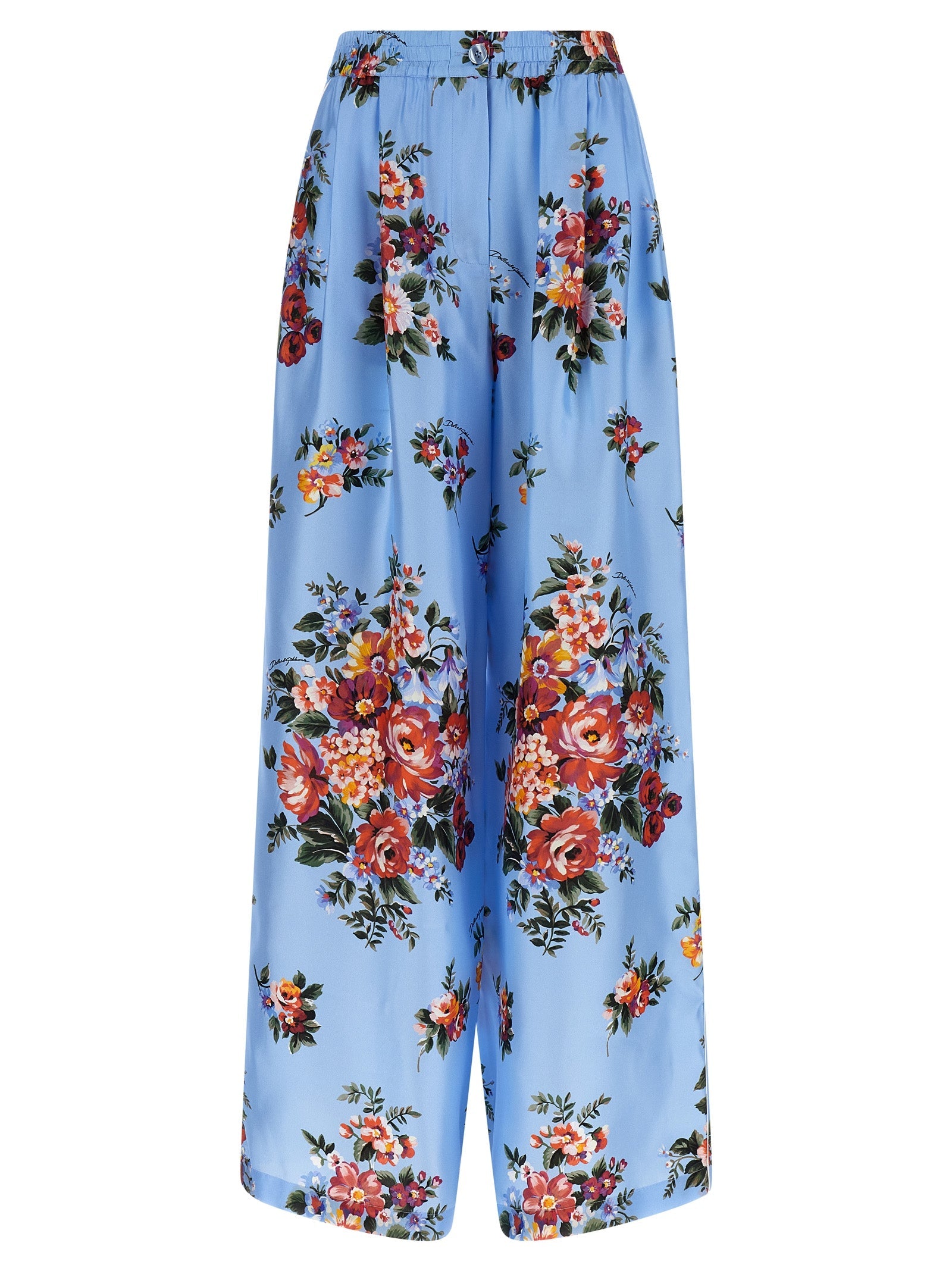 Dolce & Gabbana Mazzo di Fiori Trousers — Blue