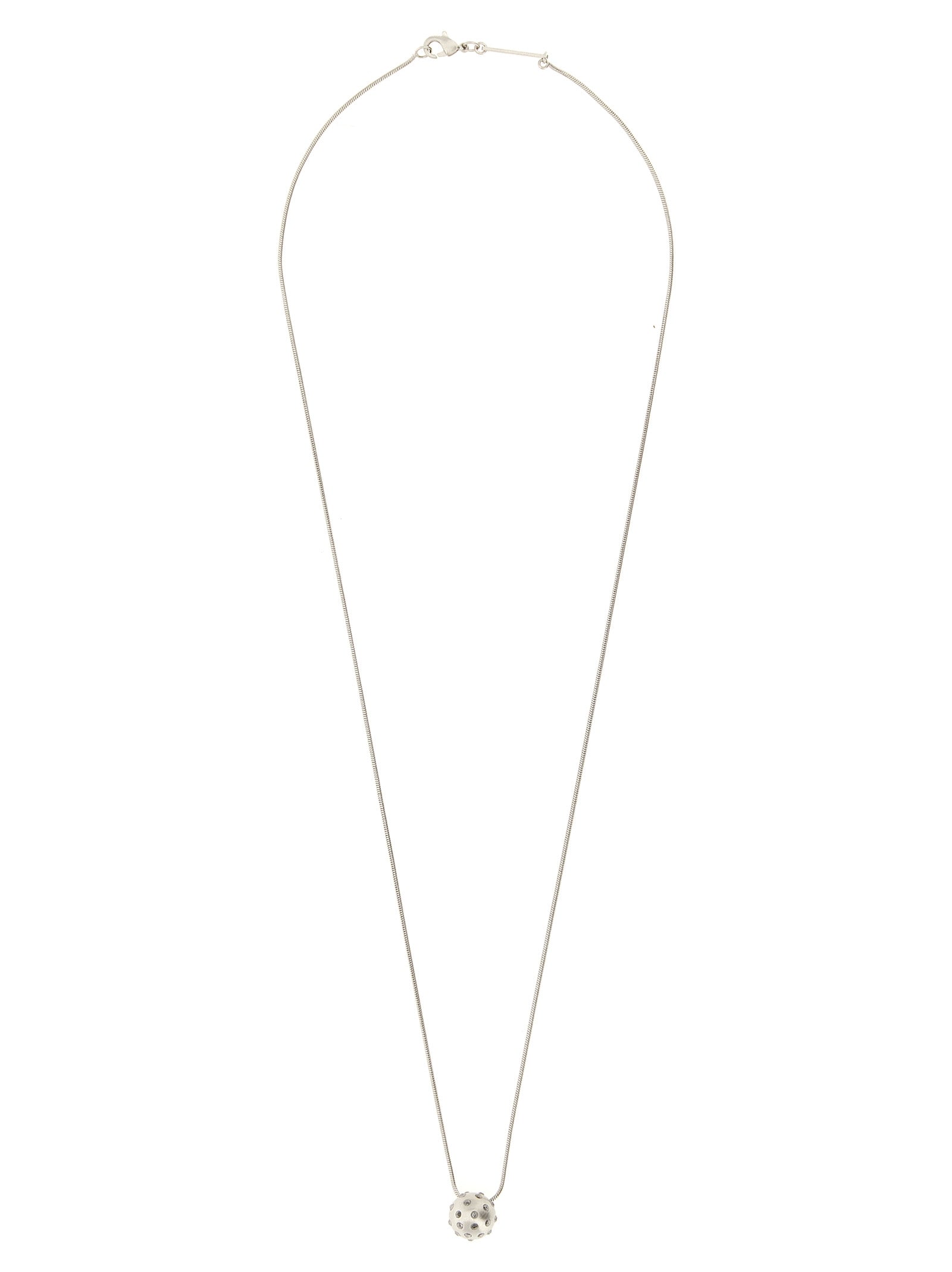 Rick Owens Crystal Orb Pendant Necklace — Silver