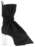 Rick Owens Cuffed Plexiglass-Heel Calfskin Ankle Boot — Black