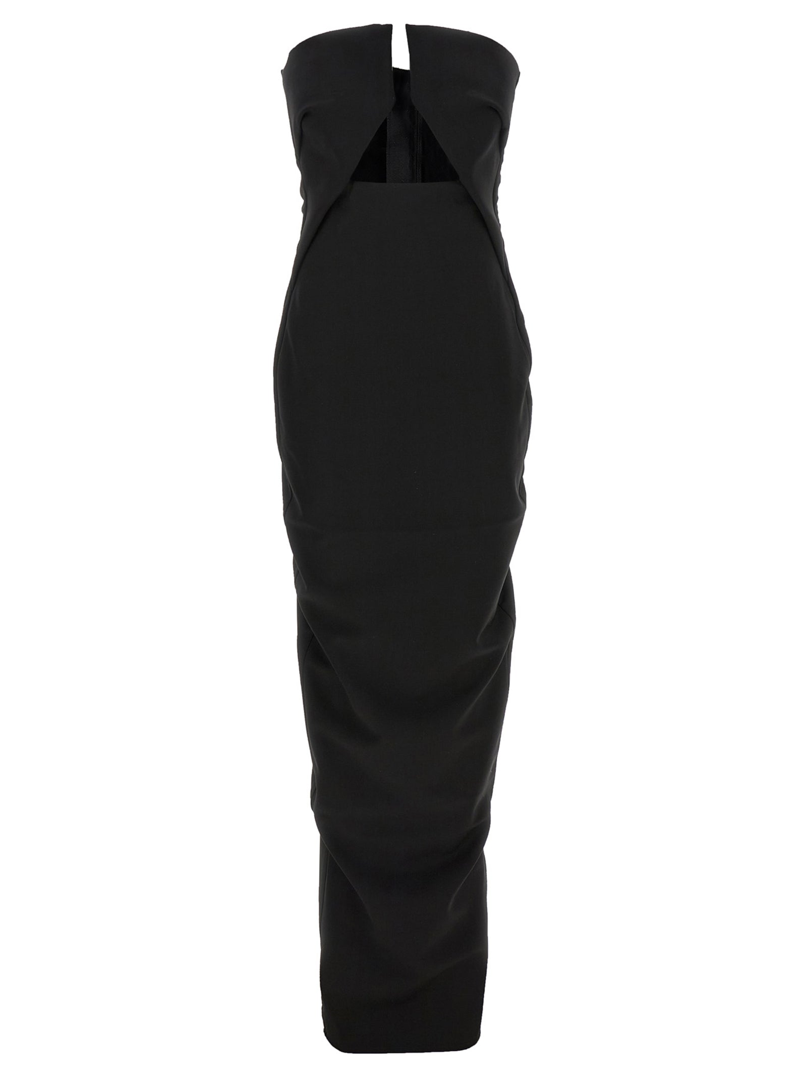 Rick Owens Wool Off-Shoulder Dress — Black