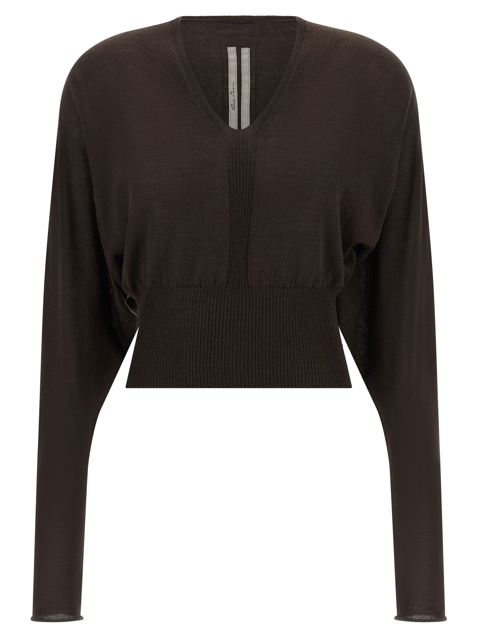 Rick Owens V Cropped Shirt — Brown