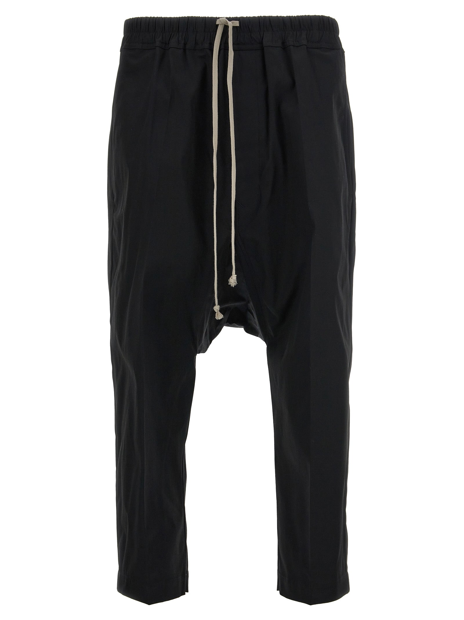 Rick Owens Low-Crotch Cotton Trousers — Black