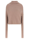 Rick Owens Cashmere Blend High Neck Sweater — Beige