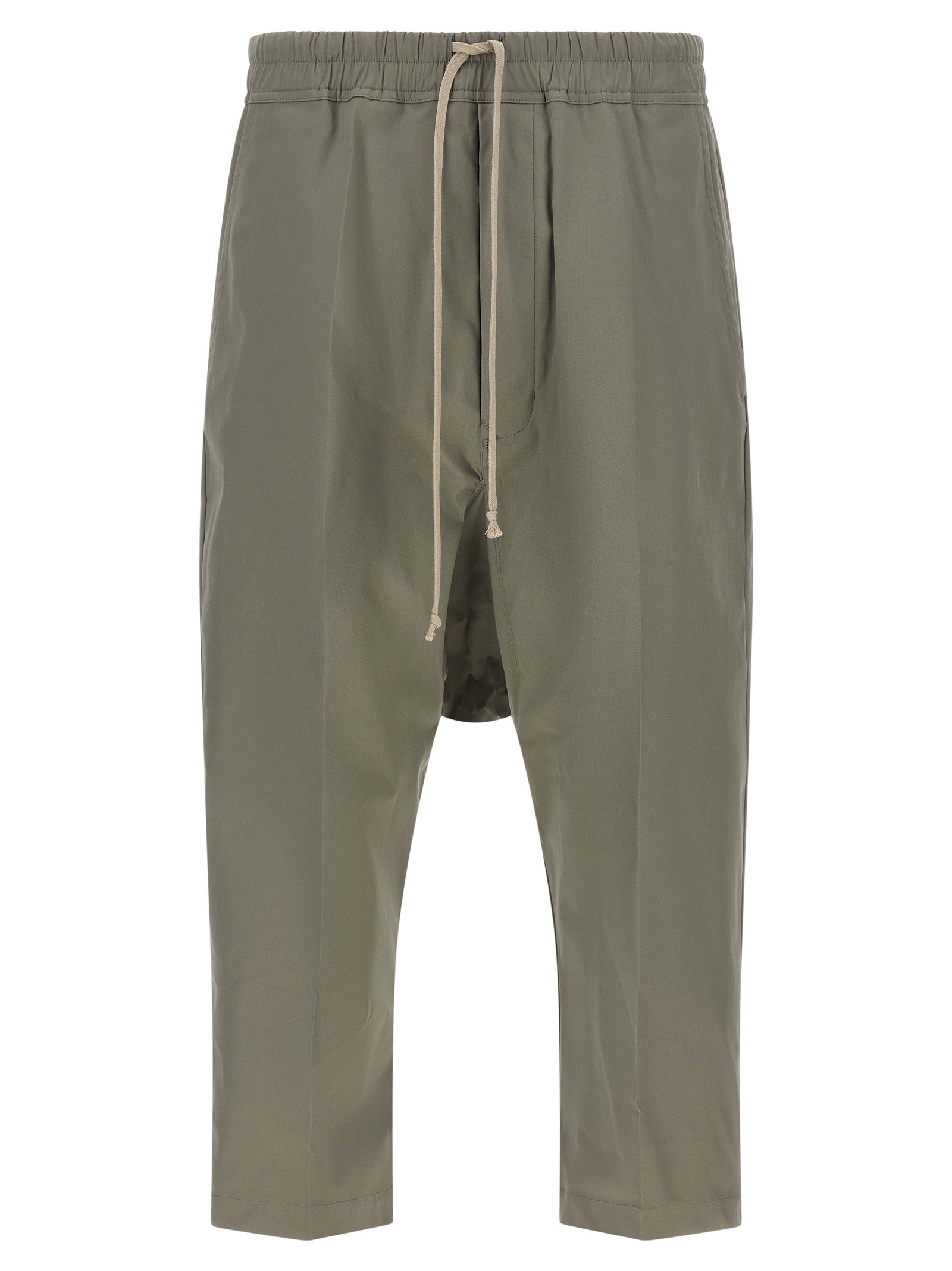 Rick Owens Cotton Poplin Drawstring Trousers — Gray