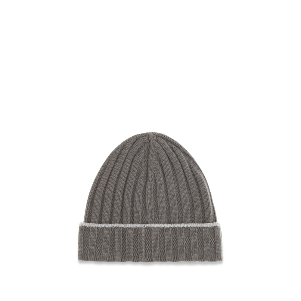 Brunello Cucinelli BRM2240900CKP08BB Bicolor Cashmere Beanie — Gray