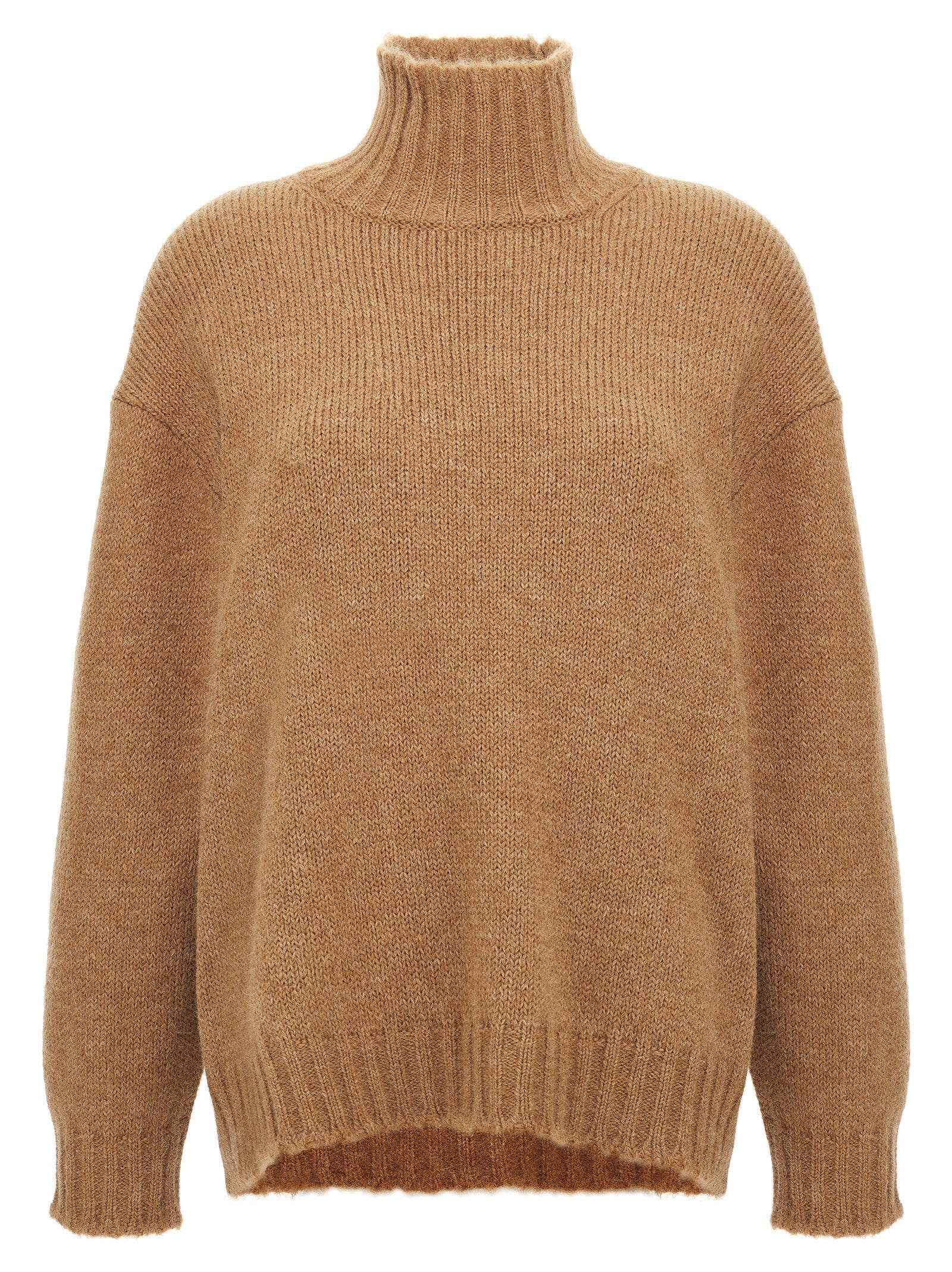 Jil Sander Alpaca Wool Turtleneck Sweater — Beige
