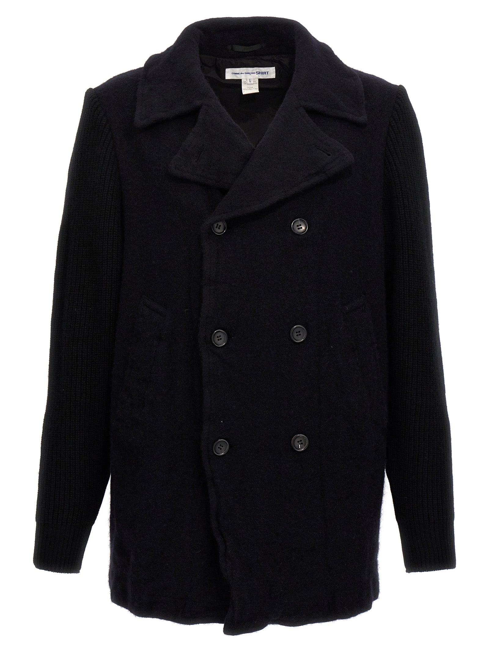 Comme des Garçons Double-Breasted Wool Coat — Black