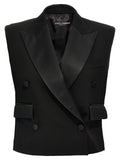 Dolce & Gabbana Wool Gabardine Double-Breasted Vest — Black
