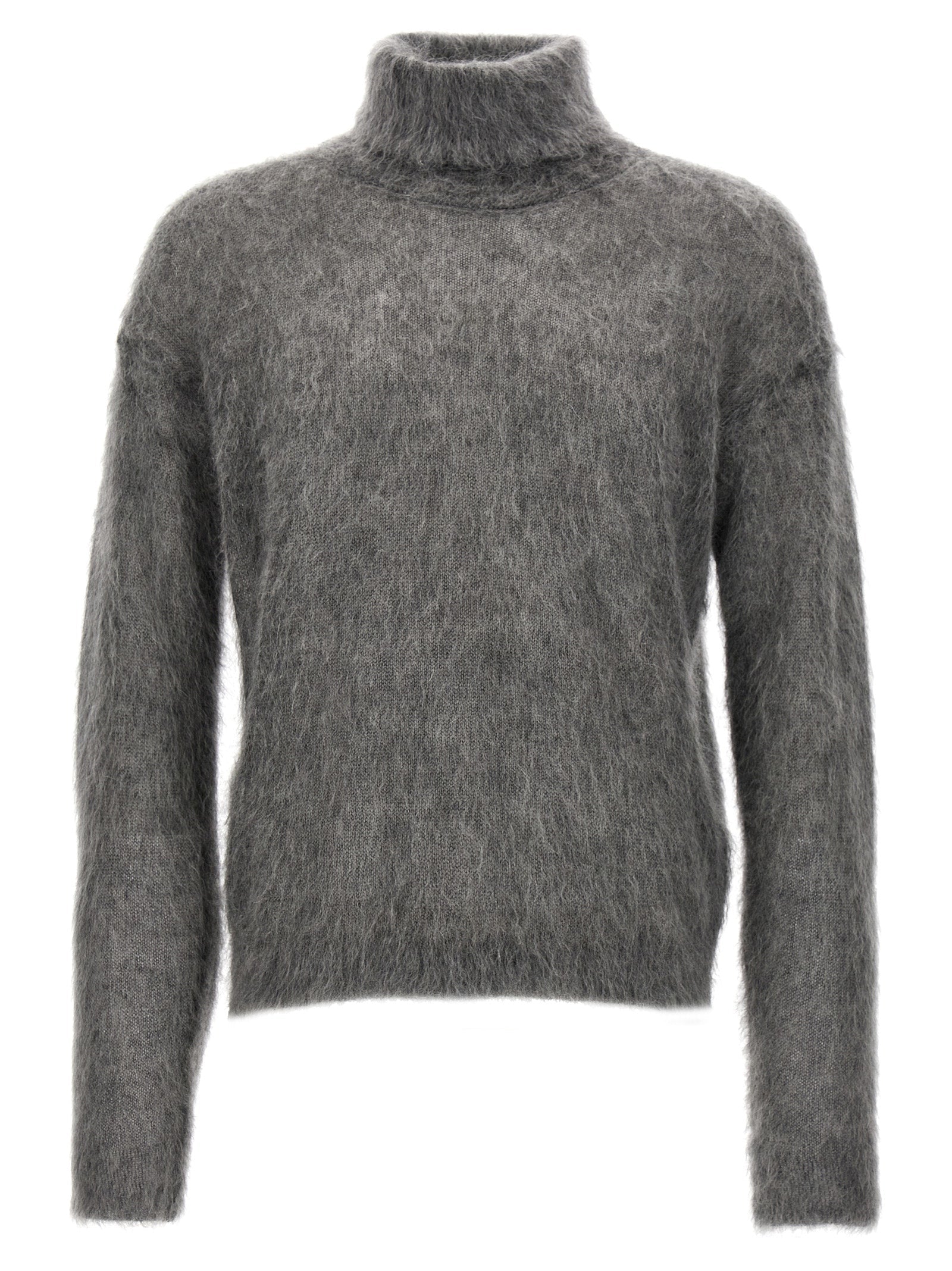 Jersey de cuello alto de mezcla de mohair Saint Laurent — Gris
