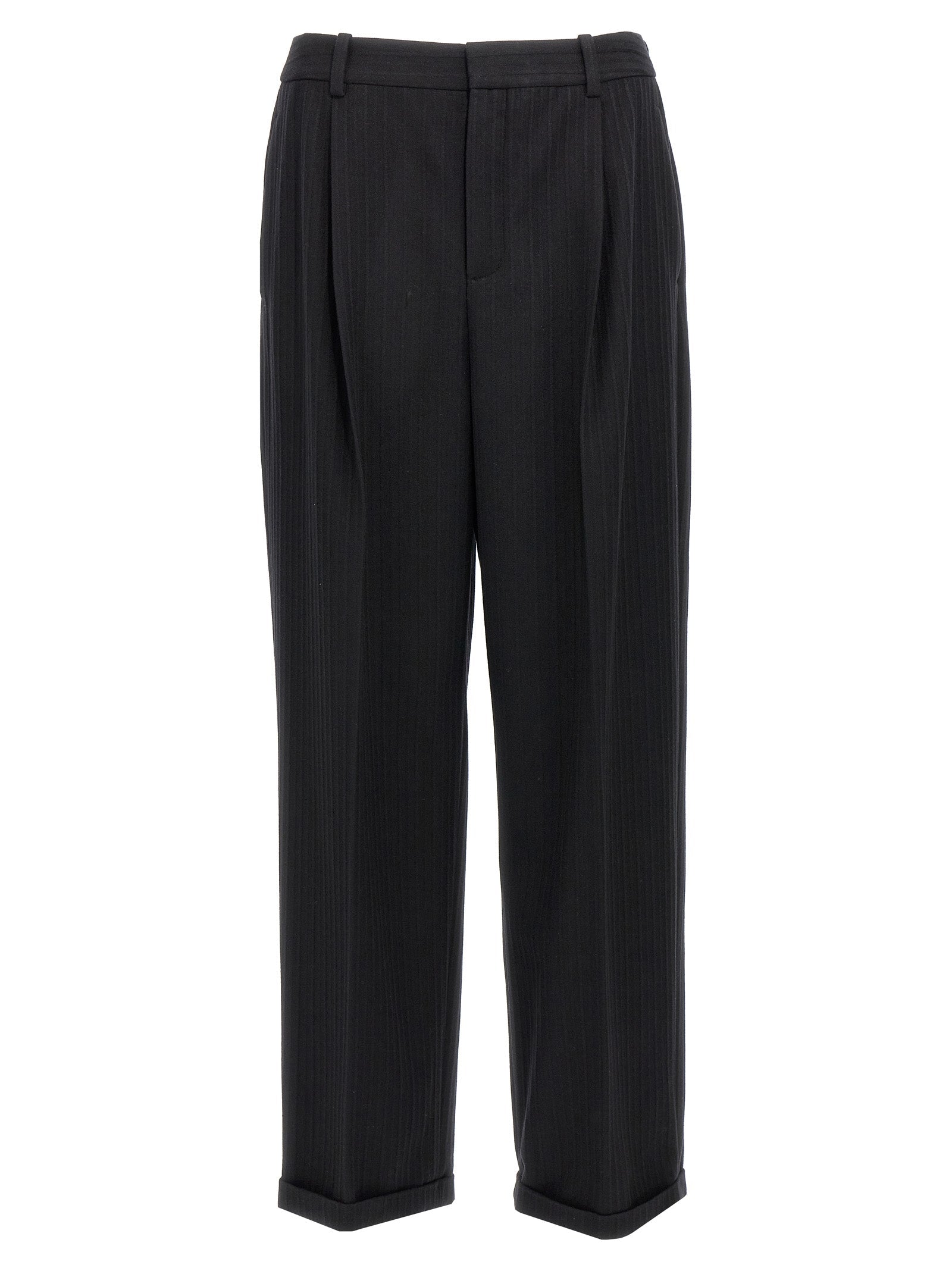Saint Laurent Wool-Cashmere Blend Trousers — Black
