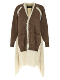 Undercover Wool & Faux Fur Cardigan — Brown