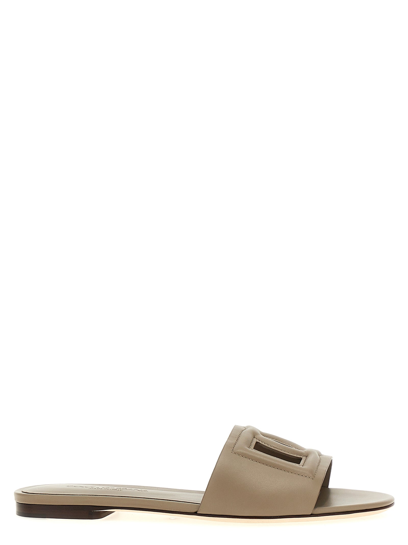 Dolce & Gabbana Calfskin with DG Cut-Out Logo Slide — Gray