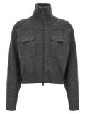 Brunello Cucinelli Wool-blend Cropped Cardigan — Gray