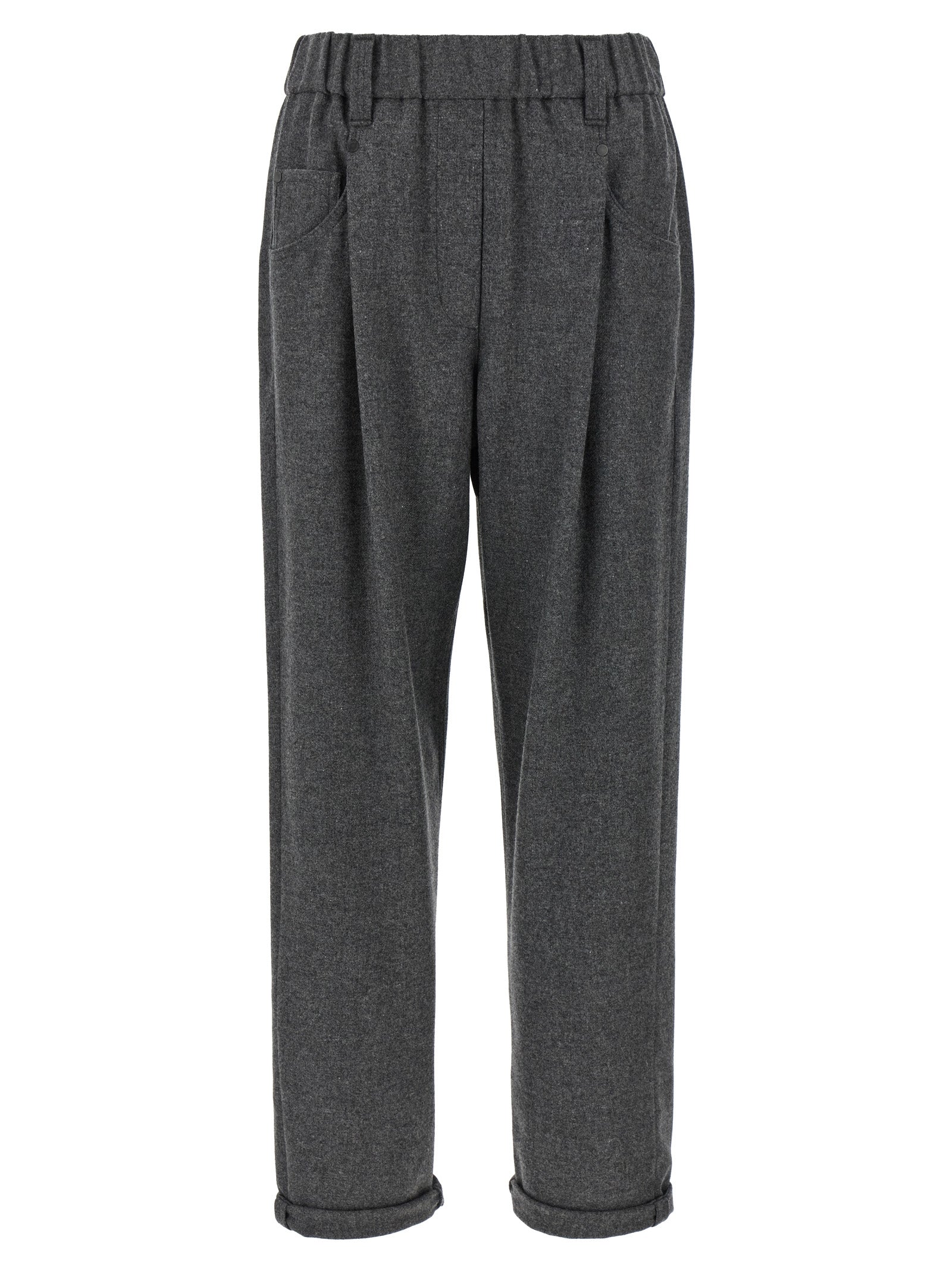 Brunello Cucinelli Virgin Wool and Cashmere Trousers — Gray