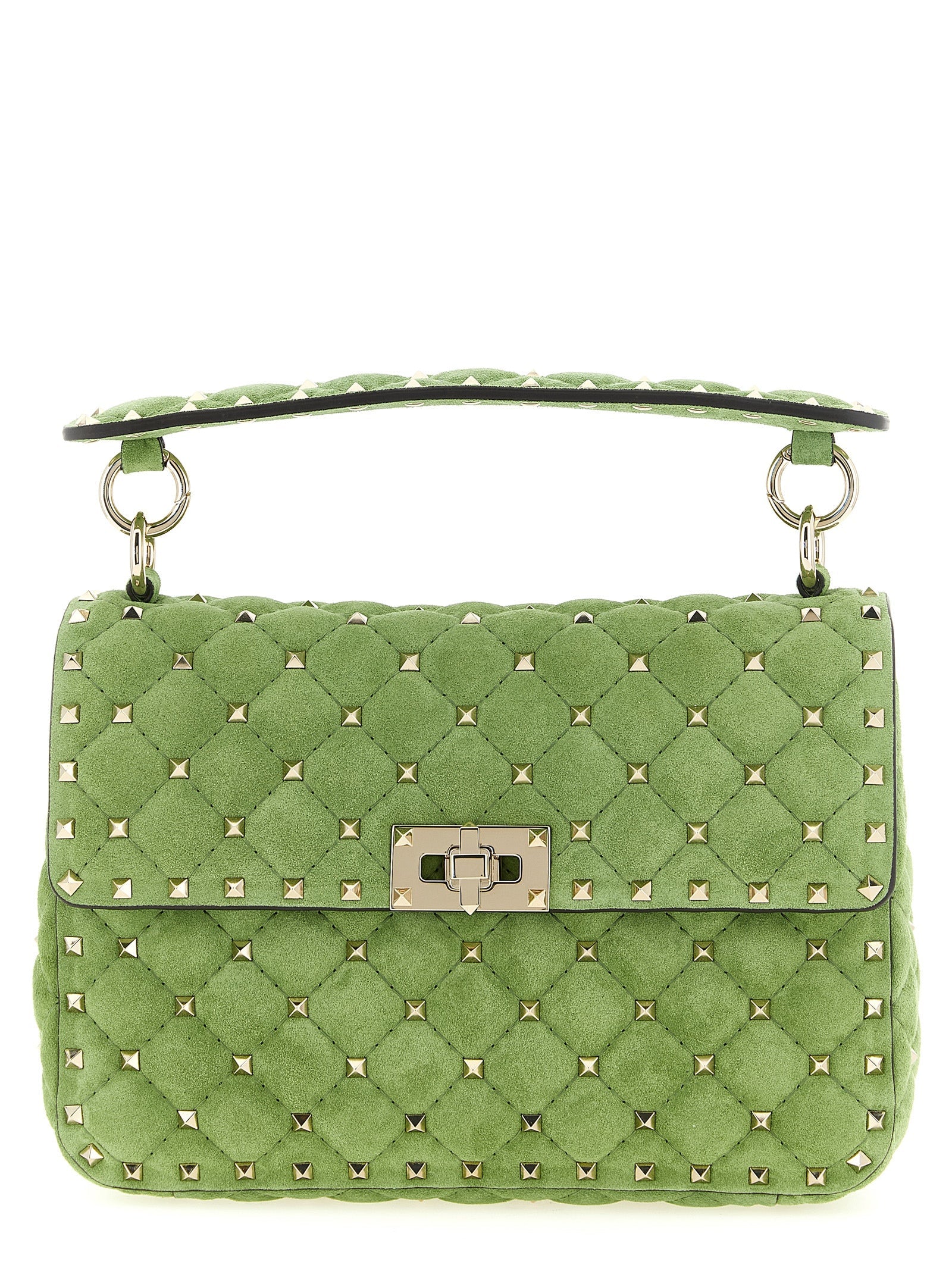 Valentino Garavani Rockstud Spike Shoulder Bag — Green