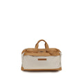 Brunello Cucinelli Calf Leather Top Handle Bag — Beige