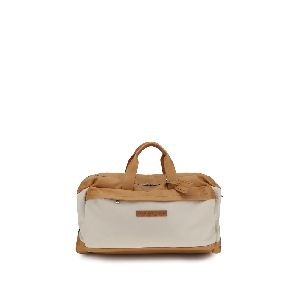 Brunello Cucinelli Calf Leather Top Handle Bag — Beige