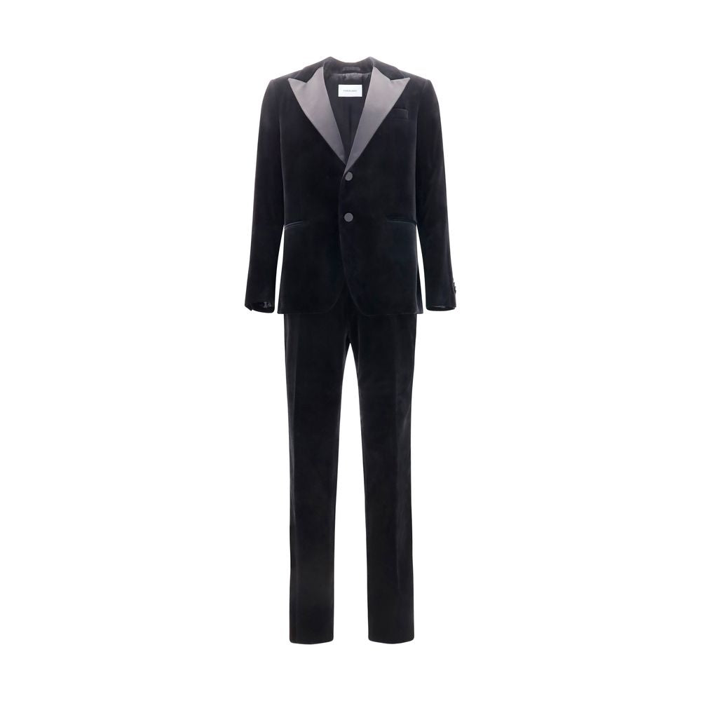 Ferragamo Velvet with Satin Lapels Tuxedo — Black